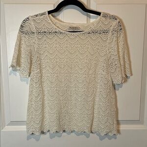 Madewell Broadway & Broom Beautiful Cream Lace Blouse in Women’s size Medium